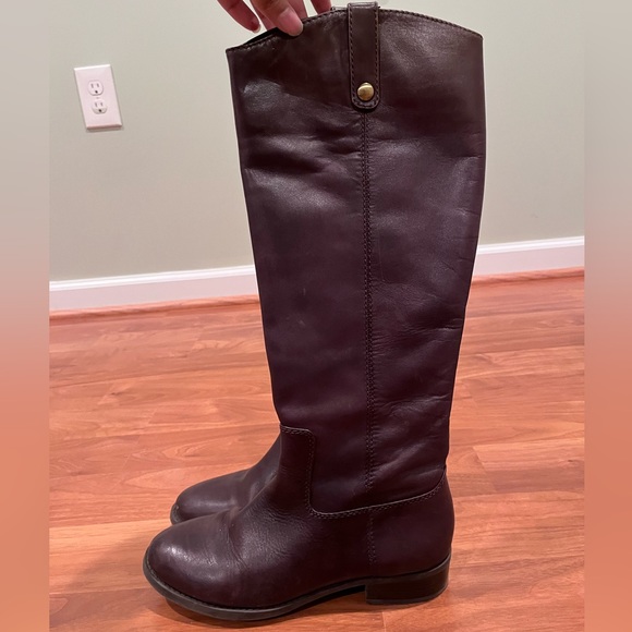 INC International Concepts Shoes Inc Leather Chocolate Brown Knee